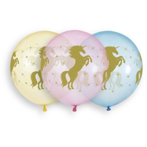 3 palloncini unicorno Ø48cm