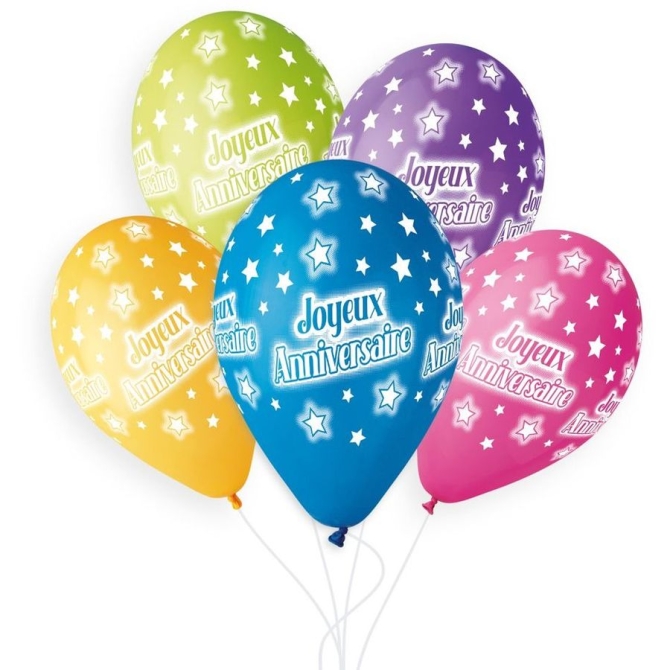 5 palloncini Buon compleanno 33cm 