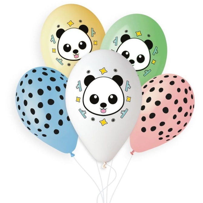 5 palloncini Panda 33cm 