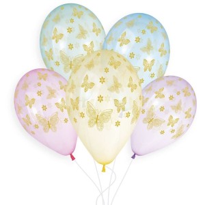 5 Palloncini oro a farfalla 33cm