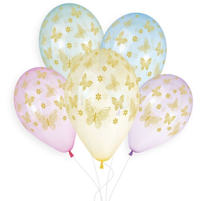 5 Palloncini oro a farfalla 33cm 