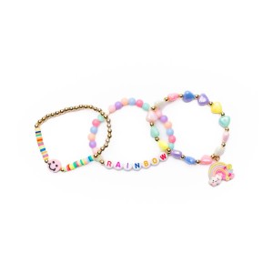 Set di 3 braccialetti con smiley arcobaleno