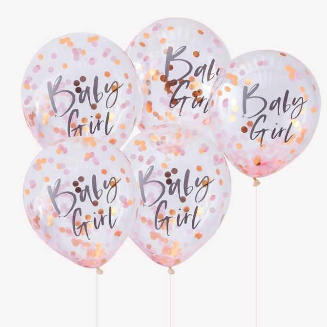 Palloncini Coriandoli Rosa - Baby Girl 