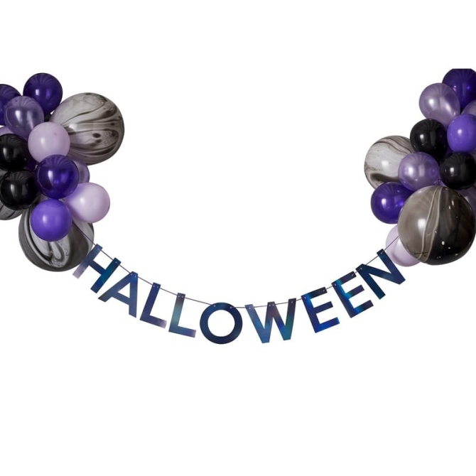 Kit Ghirlanda e Palloncini - Purple Halloween 