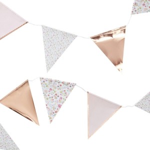 Ghirlanda con bandierine a fiori - Rose gold (3,5 m)