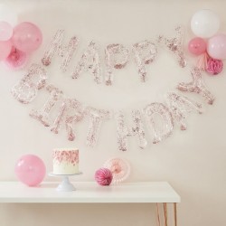 Ghirlanda Ballons Happy Birthday (4 m) - Rose Gold. n1