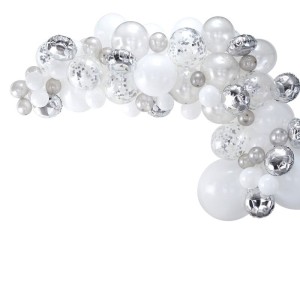 Kit Arco da 70 Palloncini - Argento/Bianco