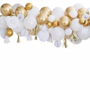 Kit decorazione - Palloncini e nappa oro e bianco