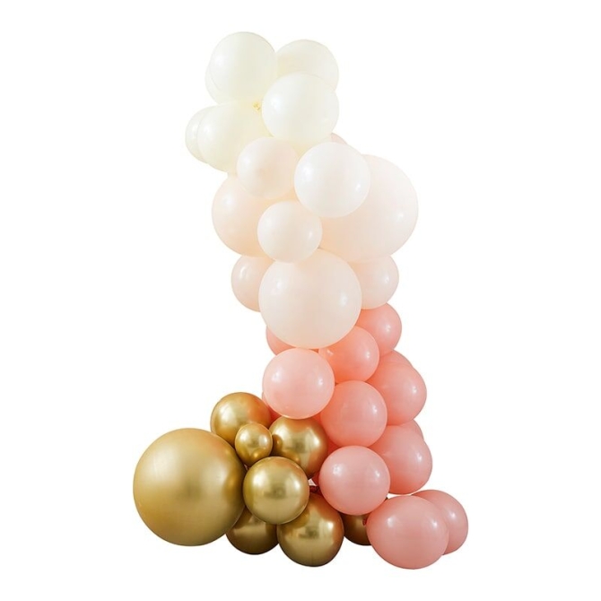 Kit arco da 75 palloncini - Oro metallico / pesca 