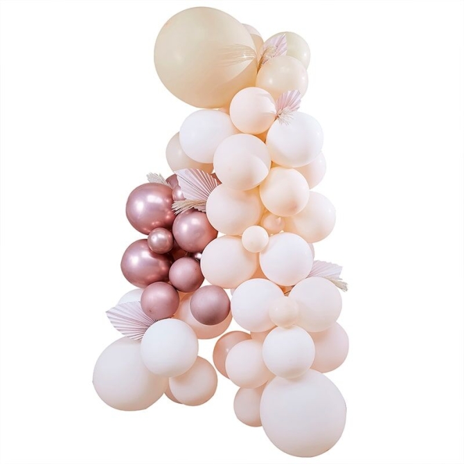 Kit Arco Pampas da 70 palloncini metallizzati - Oro rosa metallizzato / pesca / caramello 