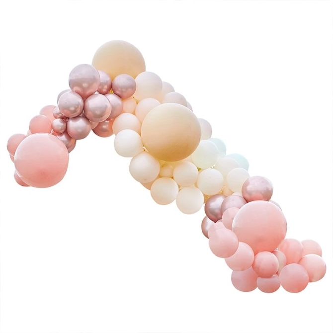 Kit Arco deluxe da 200 palloncini - Oro rosa metallizzato / pesca / corallo / rosa 