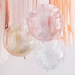 3 palloncini Orbz - bianco / rosa / oro metallico glitterato. n1