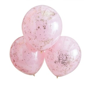 3 palloncini a doppio strato coriandoli - rosa/oro rosa