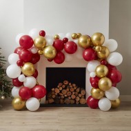 Arco di palloncini di Natale - Rosso e oro