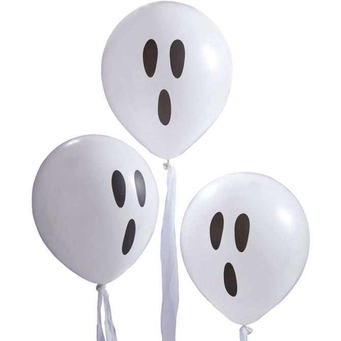 10 Palloncini Fantasma con nastro bianco 