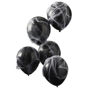 Kit 5 palloncini neri con ragnatele e ragni