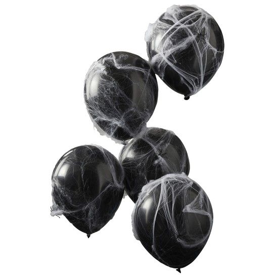 Kit 5 palloncini neri con ragnatele e ragni Halloween - Annikids