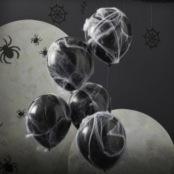 Kit 5 palloncini neri con ragnatele e ragni. n1
