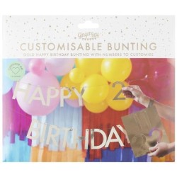 Ghirlanda Happy Birthday Oro - Personalizzabile. n2