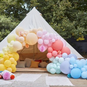 Kit Arco di 200 Palloncini - Arcobaleno pastello
