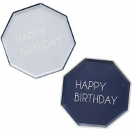 8 Piatti Happy Birthday Mix Blu