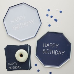 8 Piatti Happy Birthday Mix Blu. n1