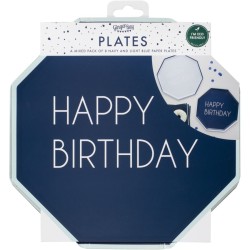 8 Piatti Happy Birthday Mix Blu. n3
