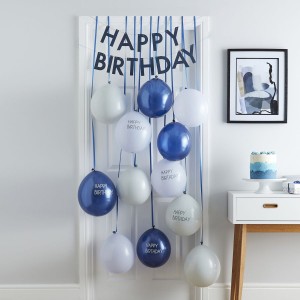 Kit Decorazione da porta Palloncini Happy Birthday Mix Blu
