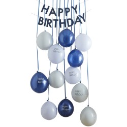 Kit Decorazione da porta Palloncini Happy Birthday Mix Blu. n1