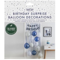 Kit Decorazione da porta Palloncini Happy Birthday Mix Blu. n2