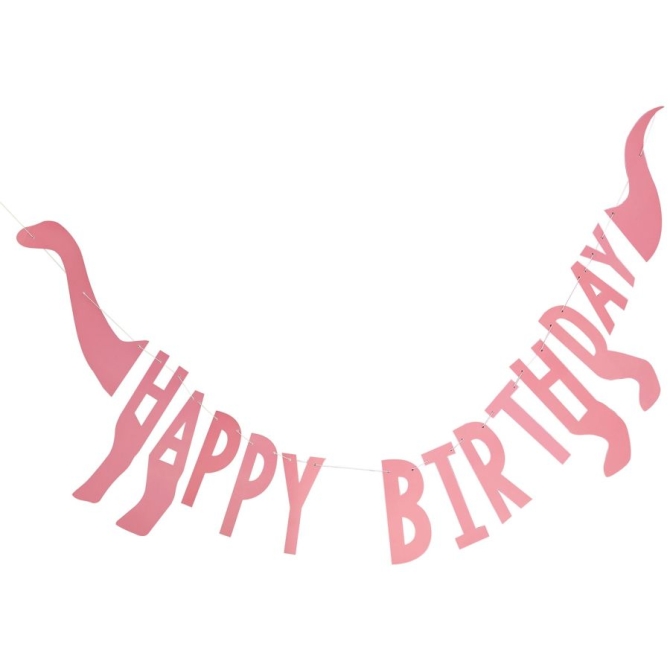 Ghirlanda Happy Birthday Dinosauri - Rosa 