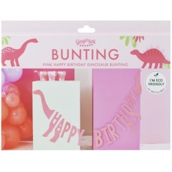 Ghirlanda Happy Birthday Dinosauri - Rosa. n3