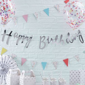 Ghirlanda Happy Birthday - Argento