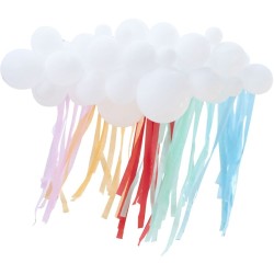 Ghirlanda di palloncini a forma di nuvola bianca  /  Striscioni arcobaleno. n1
