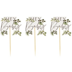 Cupcakes Toppers Botanical Hey Baby
