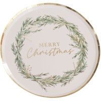 8 piatti Merry Christmas - Oro