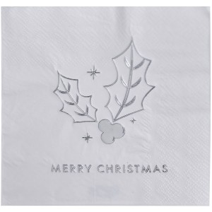 16 Asciugamani di Buon Natale Holly - Argento