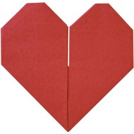 16 tovaglioli rossi a forma di cuore origami