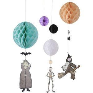 5 Decorazioni da appendere a nido d'ape di Halloween vampiri e streghe