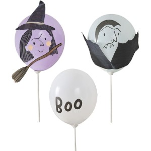 5 Palloncini di Halloween vampiri e streghe + bastoncini