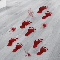 Adesivi Pavimento di Halloween con Spruzzi di Sangue Rosso e Impronte