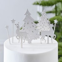 7 cake topper con scena natalizia - Legno