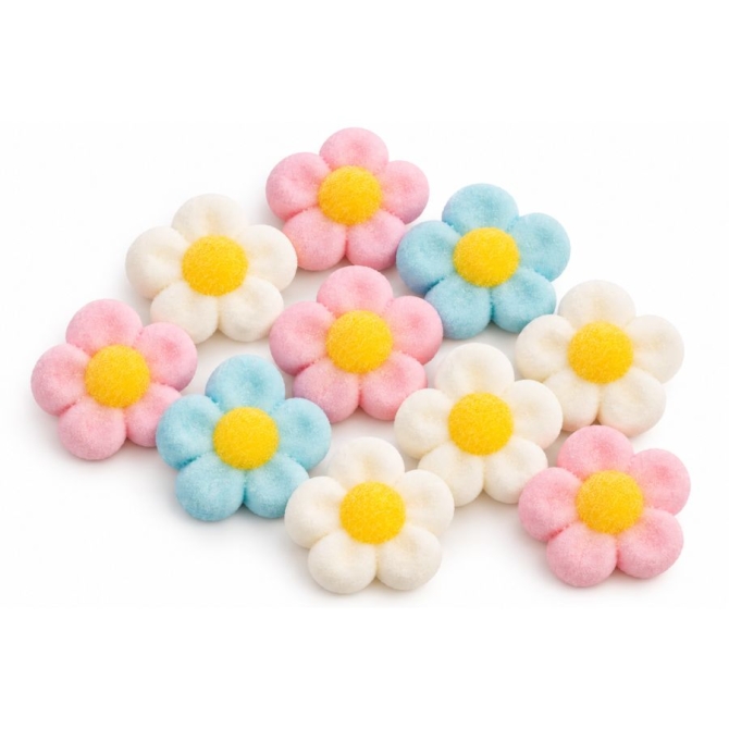 10 fiori di marshmallow - Bianco / Rosa / Blu 