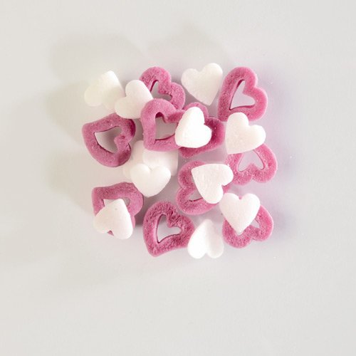 Cuori bianchi / rosa in zucchero (50 g) 
