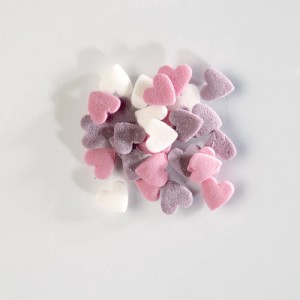 Sacchetto zuccherini cuori bianco/rosa/viola (50 g)