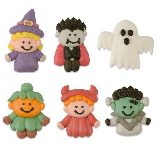 6 Decorazioni piatte in pasta di zucchero - Halloween 