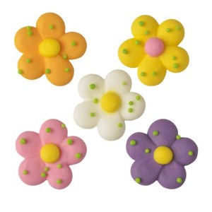 5 Fiori primaverili d(2,3 cm) - Pasta di zucchero