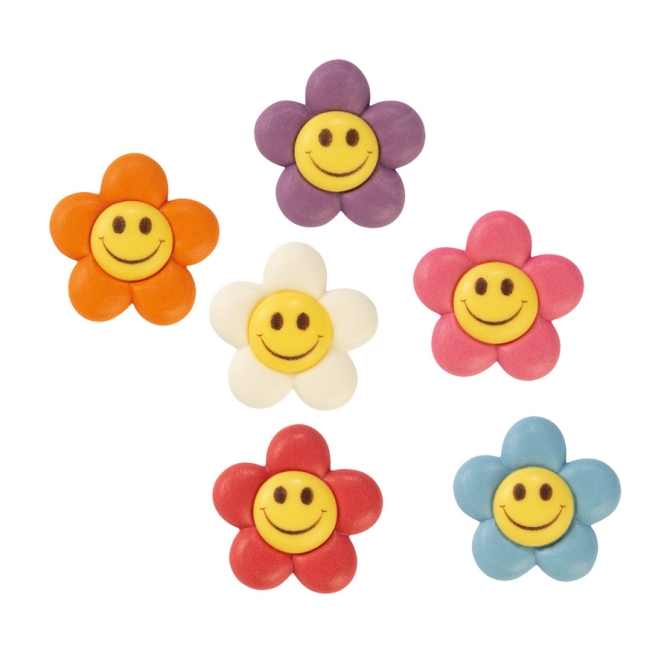 6 Piccoli Fiori Sorriso (3, 5 cm) - Zucchero 