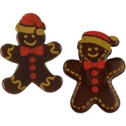 2 Omini con cappellino di Natale (3,6) - Cioccolato fondente