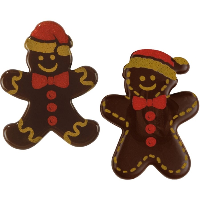 2 Omini con cappellino di Natale (3, 6) - Cioccolato fondente 